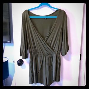 Super flattering olive green romper